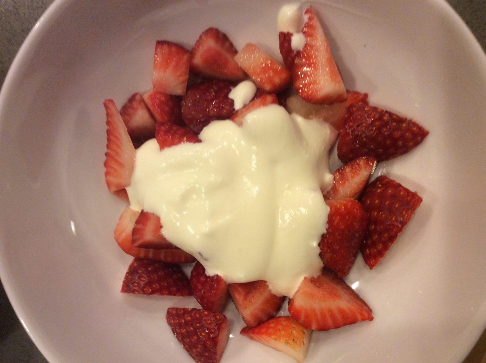 Strawberries with Basil Infused Cream